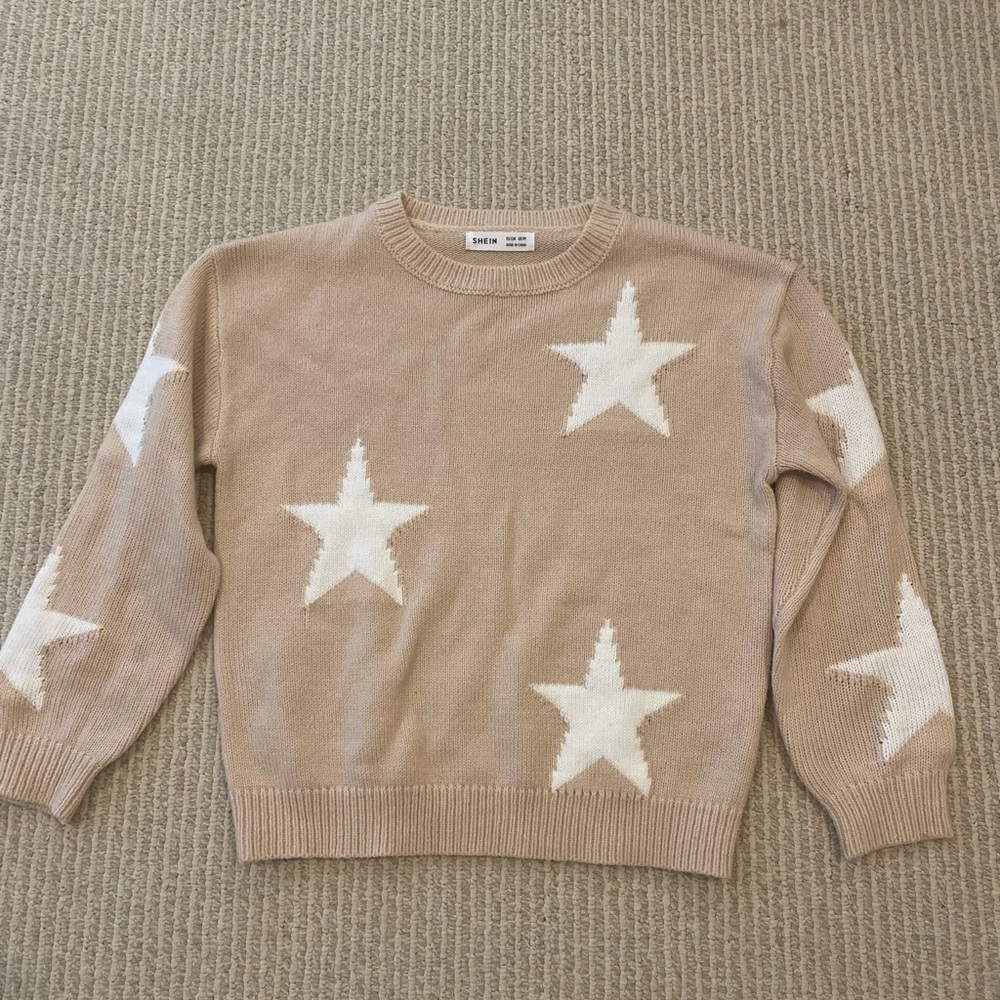 Beige and white star shein sweater size 9